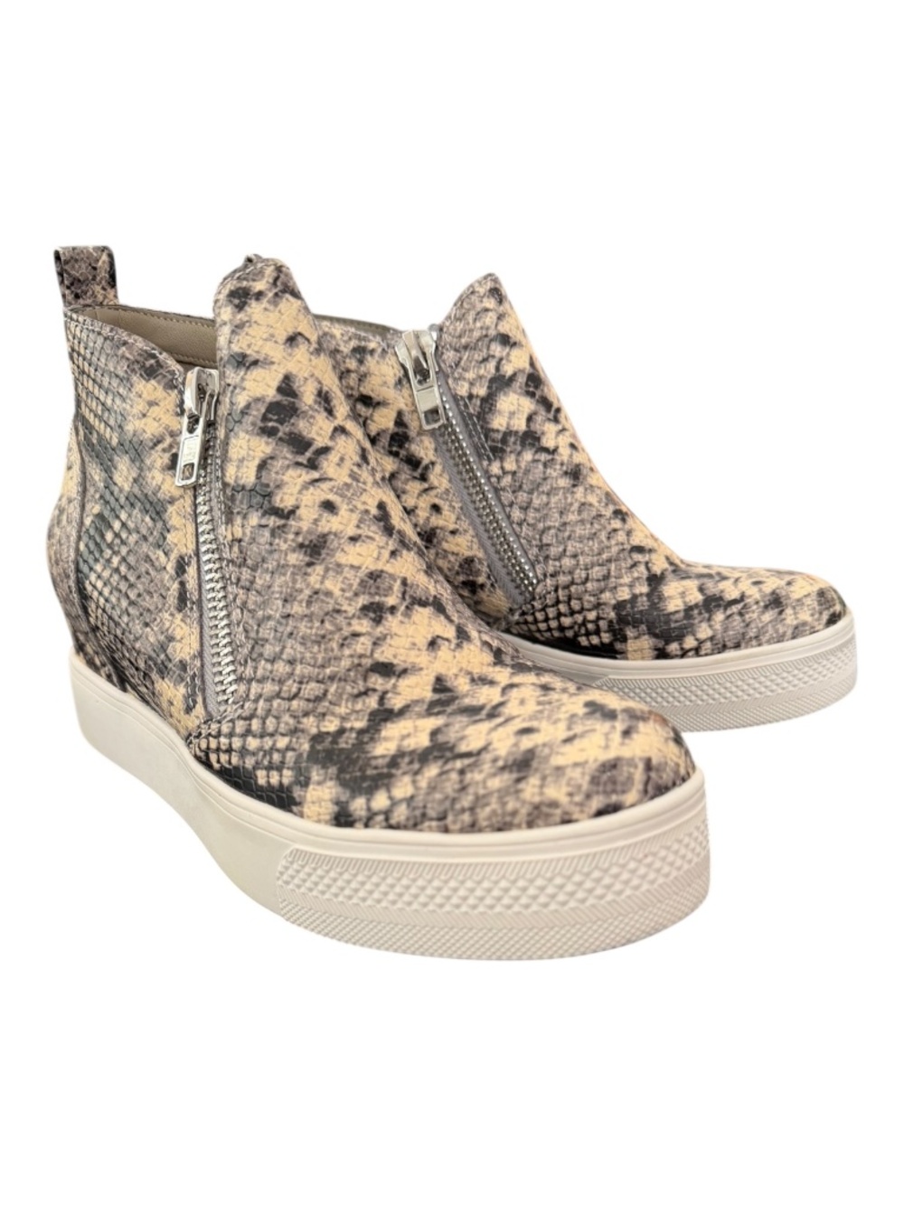Steve Madden Wedgie Sneaker Snake Wedge Bootie Double Side Zipper Size 8